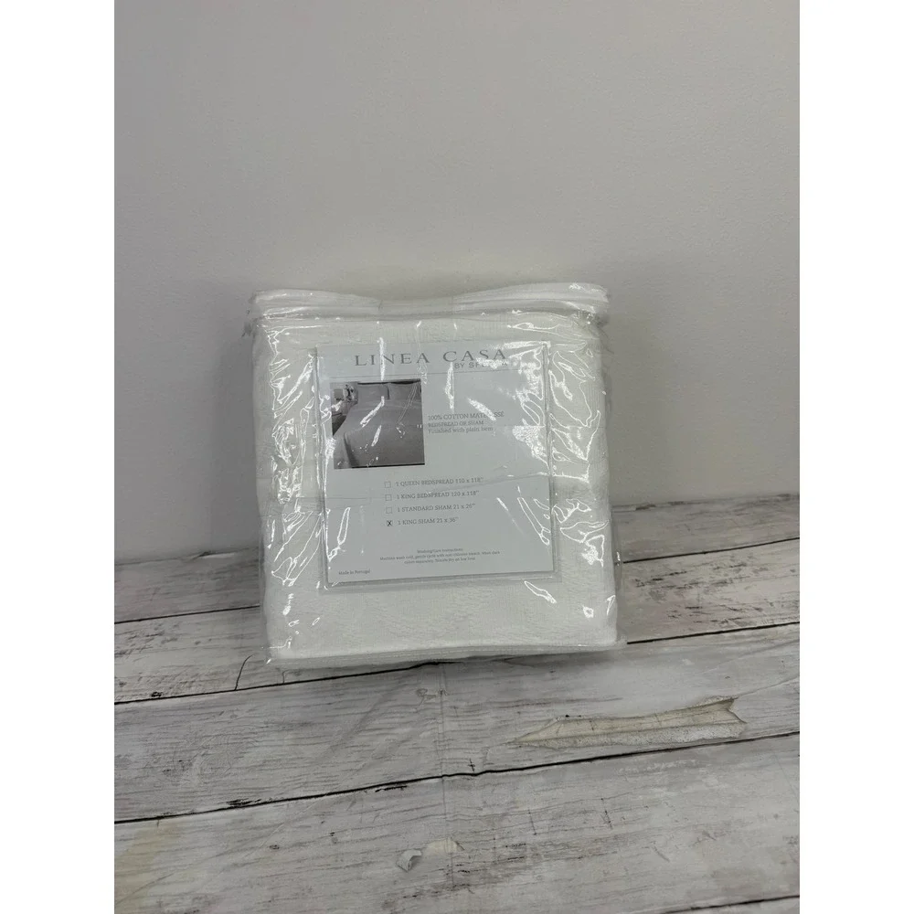 Linea Casa by Sferra King Sham Set of 2 White 100% Cotton Matelasse Portugal